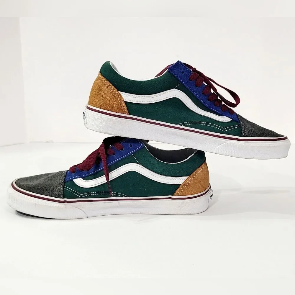 VANS Old Skool Yacht Club Sneakers Blue Green Yellow Colorblock 8.5M/10W EUC